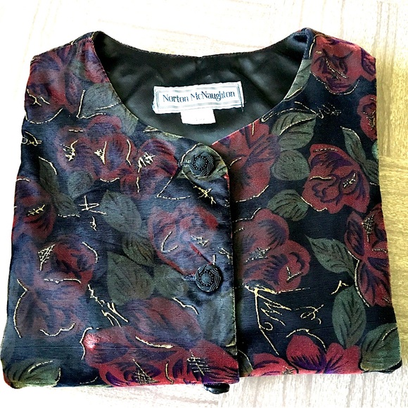 Vintage Norton McNaughton Velvet Rose Jacket - Picture 2 of 16
